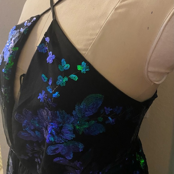 Floor length southern fried chics formal gown size Xl peacock blue green - Picture 3 of 11